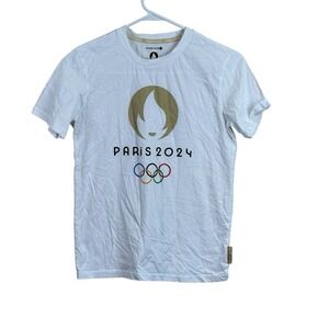 Officially Licensed 2024 Paris Olympics White Flame T‎ Shirt Size 14A